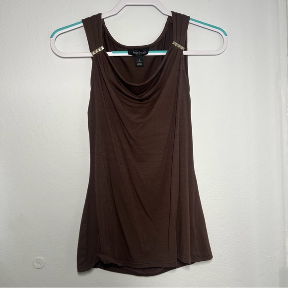 White House Black Market Tops - White House Black Market Brown Drape Tank